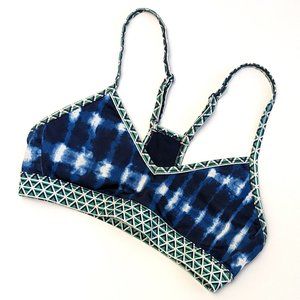 JOYLAB Blue Green Summer Sports Bra Top Tie Dye Stretch Strappy Women's Size XS